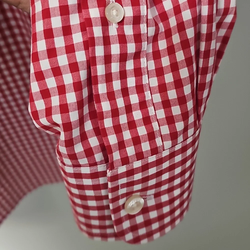 Vineyard Vines Men's Medium Red Check Plaid & Ralph Lauren Peach Button Down - Picture 8 of 16